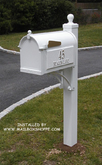 White Whitehall Products Deluxe Mailbox and Post